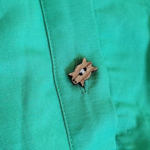 EUC linen animal buttons Coldwater Creek women's adjustable sleeves shirtdress - Picture 9 of 9